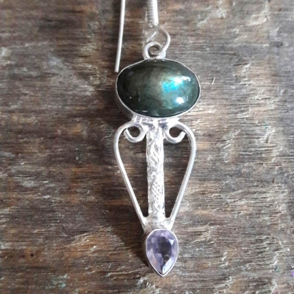 Sterling Silver Labradorite Earrings - Picture 6 of 6